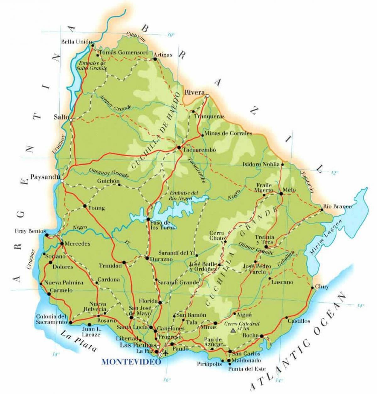 Žemėlapis Urugvajus geografija